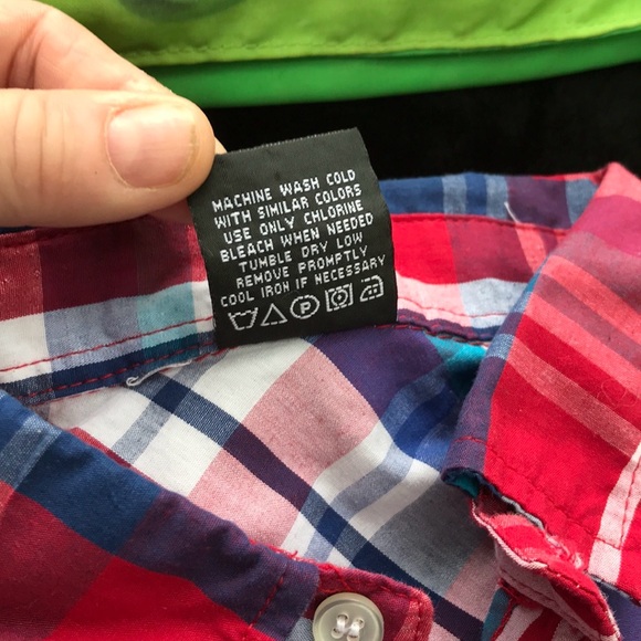 Quad Seven Boys Plaid Short Sleeves Button Up Down Shirt Red Blue Pockets Collar - Picture 6 of 10